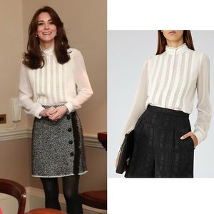 Reiss Vinnie High Neck Blouse US 4 UK 8 - Kate Middleton